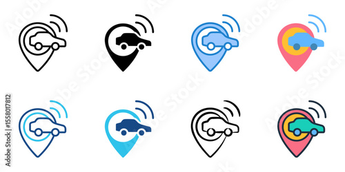 Vehicle tracking systems icon set multiple style collection 
