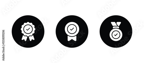Approval , verified, quality symbol. Certified, qualified medal icon vector.