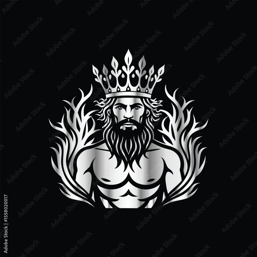 Fototapeta premium Scuba diver with fish on the black background. Vector illustration. Illustration of a scuba diver and a ship on a black background.