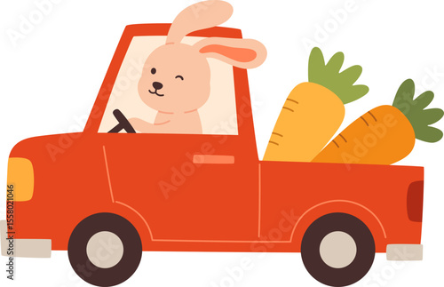 Rabbit Cute Animal Driving Car

