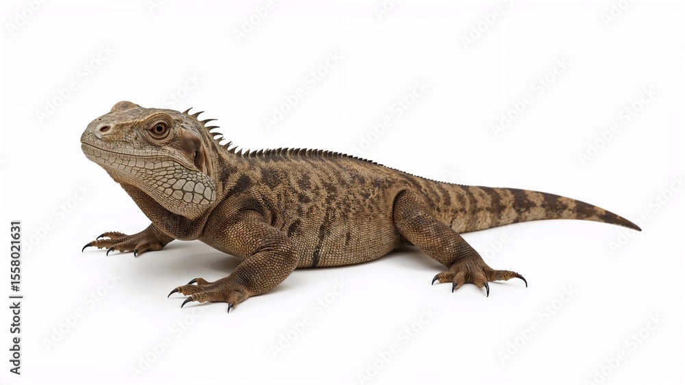 Fototapeta premium Komodo Dragon isolated on white (4 years old) white background