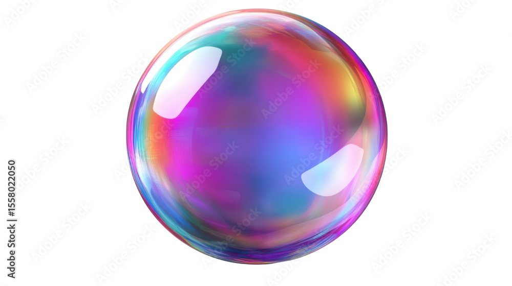 Obraz premium vibrant 3d bubble with a smooth iridescent on white background