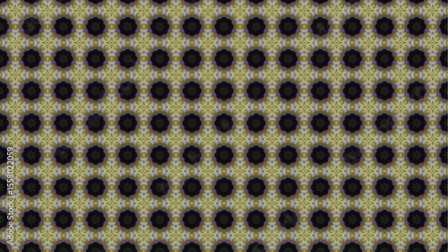 Modern pattern with geometric and floral decorative elements.