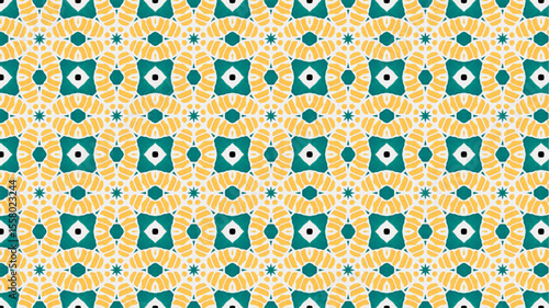Modern pattern with geometric and floral decorative elements.