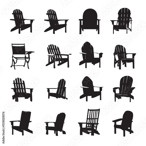 adirondack chair silhouette set, Black & White silhouette set