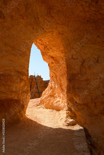 Wallpaper Mural Looking at a rock window formation the hiking trail passes through on the Queens Garden Trail in a slot in the red rock hoodoo formations in Bryce Canyon National Park, Utah
 Torontodigital.ca