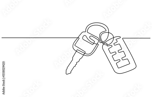 key continuous one line drawing, Key one line continuous drawing. Home key continuous one line illustration. Vector minimalist linear illustration, continuous line drawing of key vector illustration.