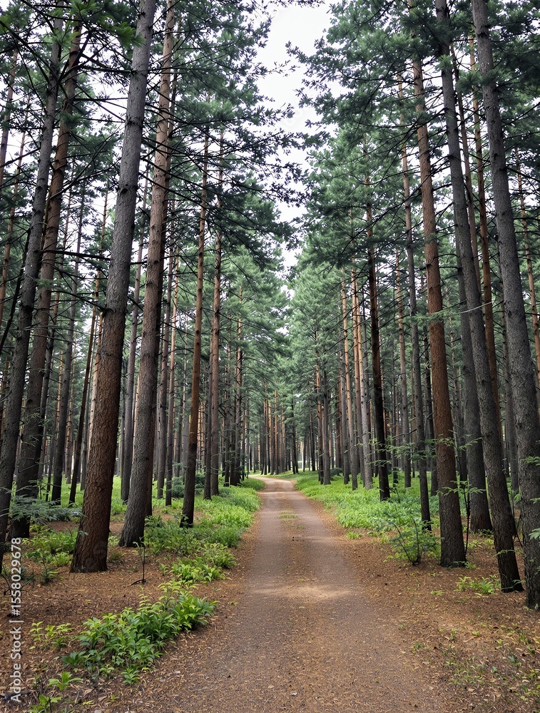 Obraz premium Path Through Forest Trees Landscape Nature Scenery