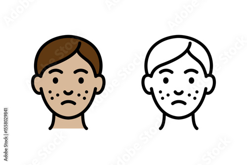 Vector graphics of face acne are suitable for skincare products, dermatology websites, acne treatment advertisements, and medical leaflets.