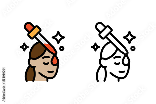 Skincare icons of serum droppers for beauty care, skincare product promotions, online beauty shops, and social media ads. Beauty, skincare, icons, dropper, serum, skincare