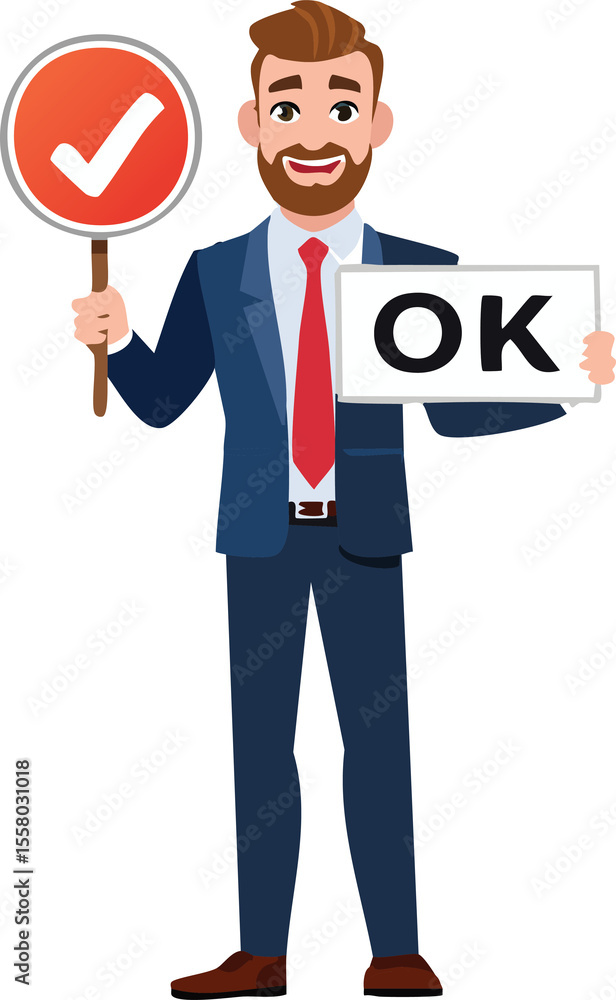 The elegant businessman vector is holding a sign to write The elegant businessman vector is holding a sign to write