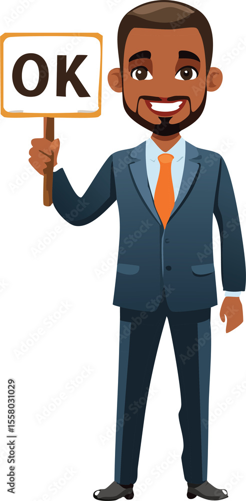 The elegant businessman vector is holding a sign to write The elegant businessman vector is holding a sign to write