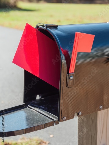 Mailbox Flag Flip - close-up of red flag going up on a classic mailbox.