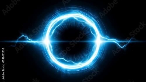 Blue electrical energy circles a void