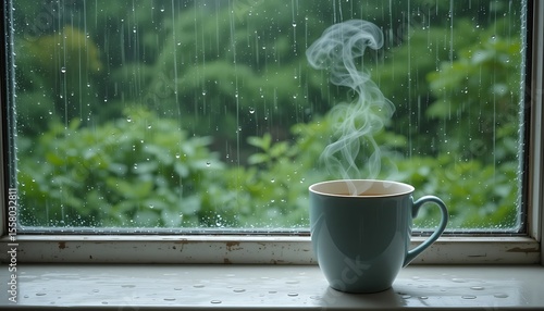 Rainy Day Comfort: A Warm Mug of Tea by the Window