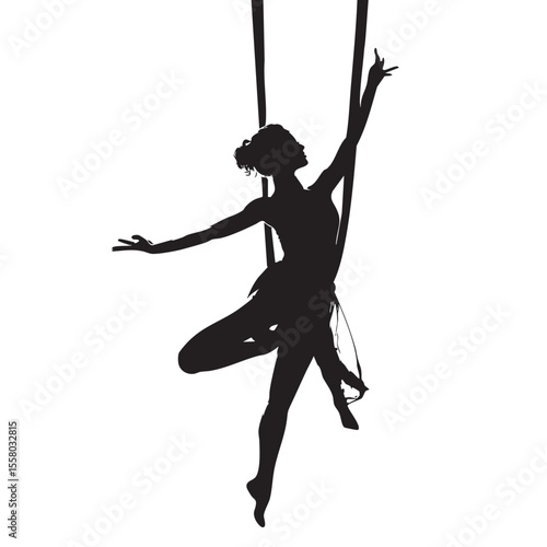 aerial silks silhouette set, Black & White silhouette set