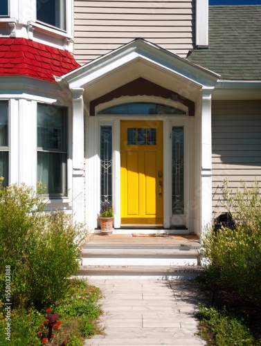stylish front door of an american house