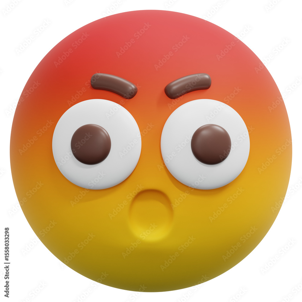 Fototapeta premium 3D Shocked Angry Face Emoji Icon