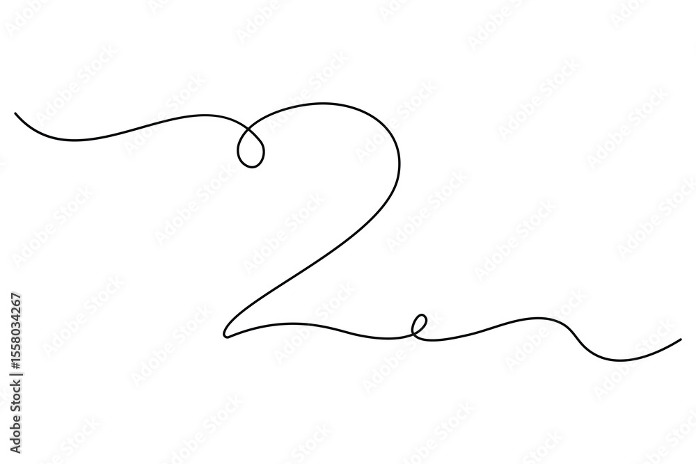 Number 2 in continuous line drawing style. editable One line drawing of number 2 icon. Vector illustration
Number 2 in continuous line drawing style. editable One line drawing of number 2 icon. Vector illustration
