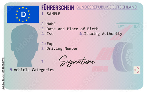 German EU driving licence card. German driver license isolated on white background. Person driver license.