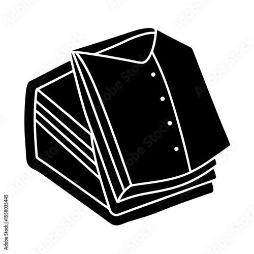 Folded Clothes Icon Vector | Generative AI Linocut Silhouette Design