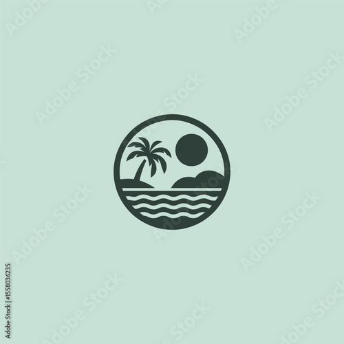 Tropical hotel logo in clean and modern minimalist design.