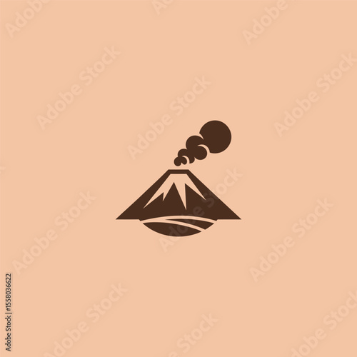 Volcano logo in simple and minimalist illustration style.