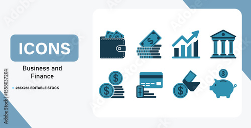 Business and Finance Icons Essential Graphic Elements for Financial Visuals