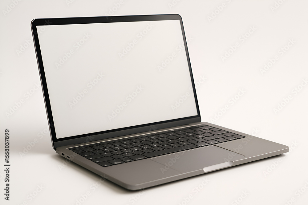 Modern Gray Laptop with Blank Screen Display. Modern Gray Laptop with Blank Screen Display.