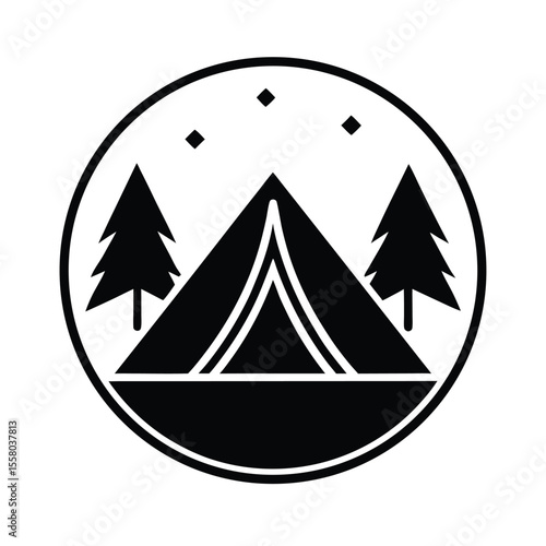 Campground Icon Outline Vector Illustration