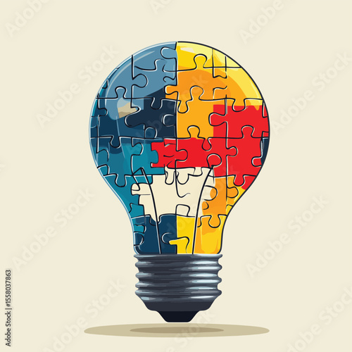 electrical lamp puzzle, vector style simple color