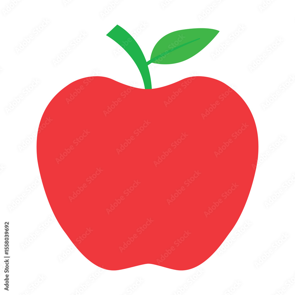 Apple Fruit Vector Icon, Apples Split In Half, Healthy Fruit Apple Fruit On White Background. Apple Fruit Vector Icon, Apples Split In Half, Healthy Fruit Apple Fruit On White Background.