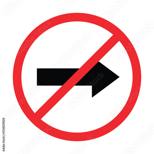 Free Download Move To Right Prohibited Road Sign, No Right Allowed, Move Direction Forbidden, Red Crossed Circle Vector Icon, Isolated On White Background Template.  - GFXLoad
