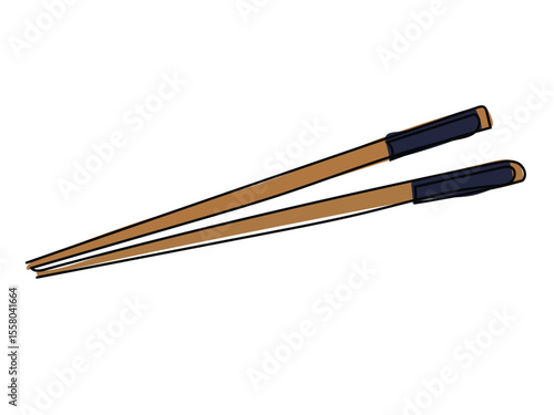 Chopsticks in continuous line drawing on a white background.