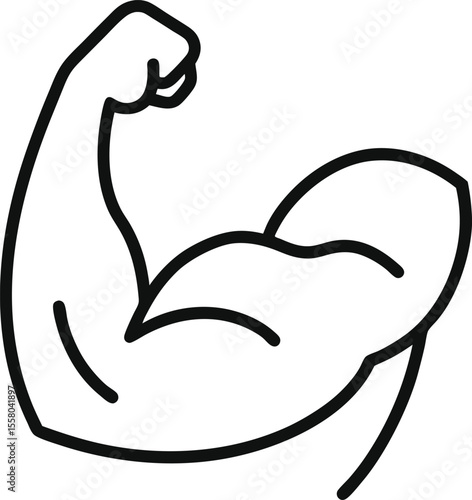 Flexing Arm Line Icon  on white background