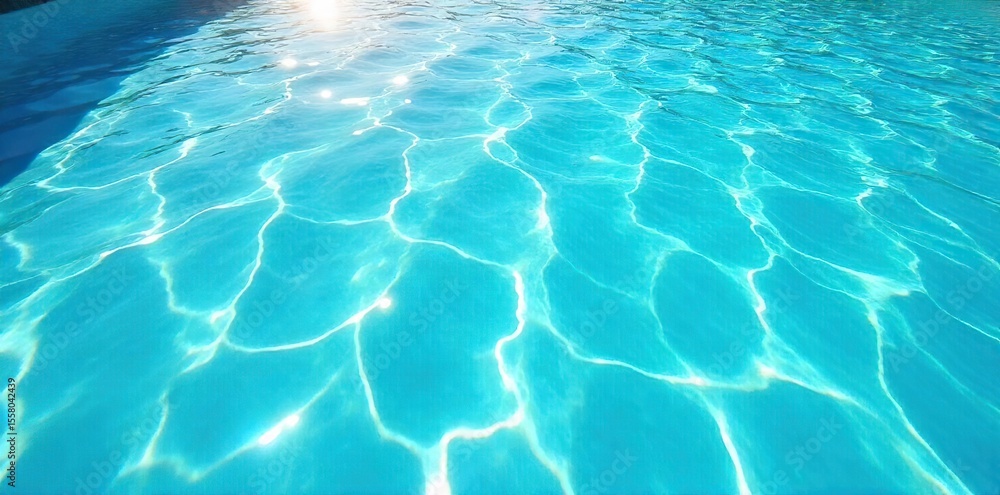 Obraz premium Sparkling Turquoise Pool Water Beckons Relaxation on a Sunny Summer Day Perfect for Travel, Vacation, and Holiday Imagery