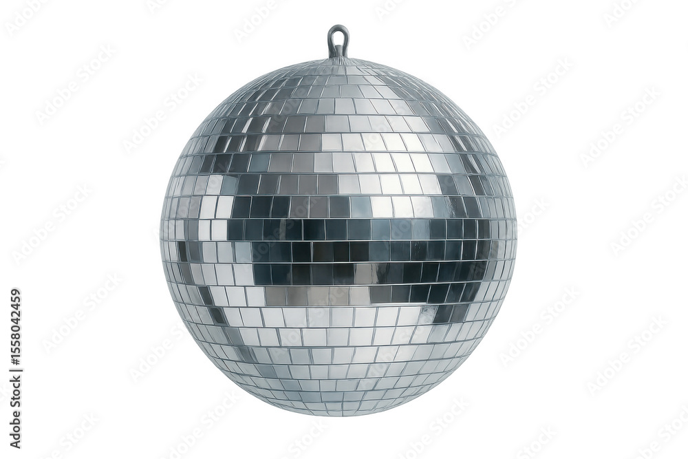 Fototapeta premium Classic disco ball hanging and reflecting light with transparent background, perfect for party and celebration visuals