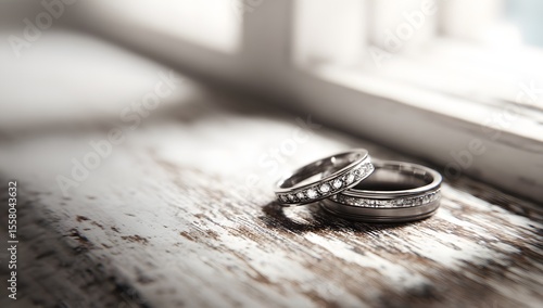 wedding rings on the table