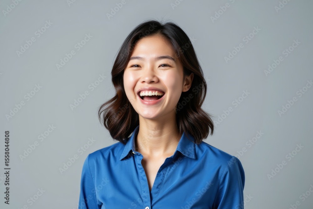 A woman with a joyful expression. A woman with a joyful expression.