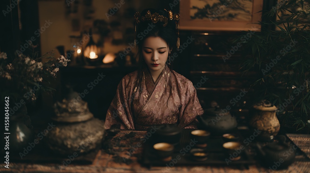 custom made wallpaper toronto digitalElegant tea ceremony scene