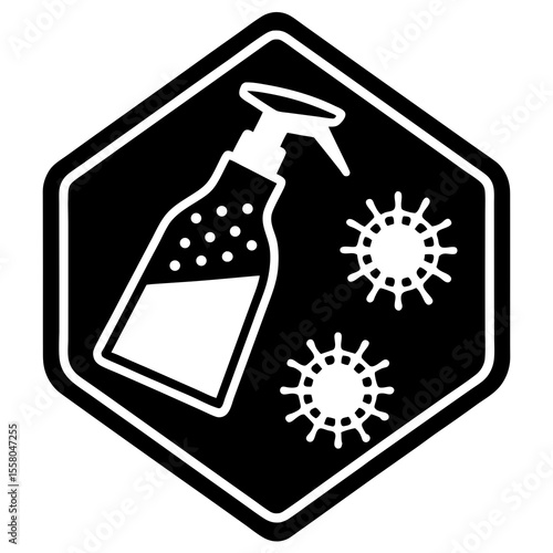 Sanitize Surface Icon Vector – Generative AI & Linocut Silhouette Design