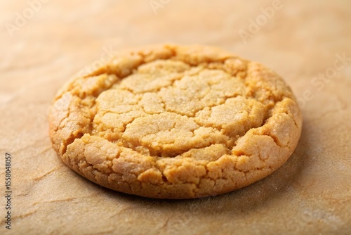 Wallpaper Mural A single golden brown sugar cookie with a cracked surface rests on textured parchment paper Torontodigital.ca