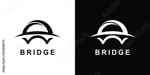 logo design bridge and sun,building architect,design modern elegant.