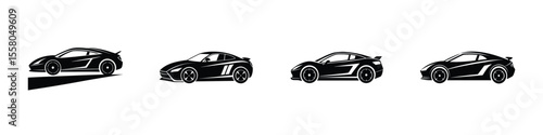 Concept Showing Aggressive Sports Car Gliding Along Highway Isolated on White Background