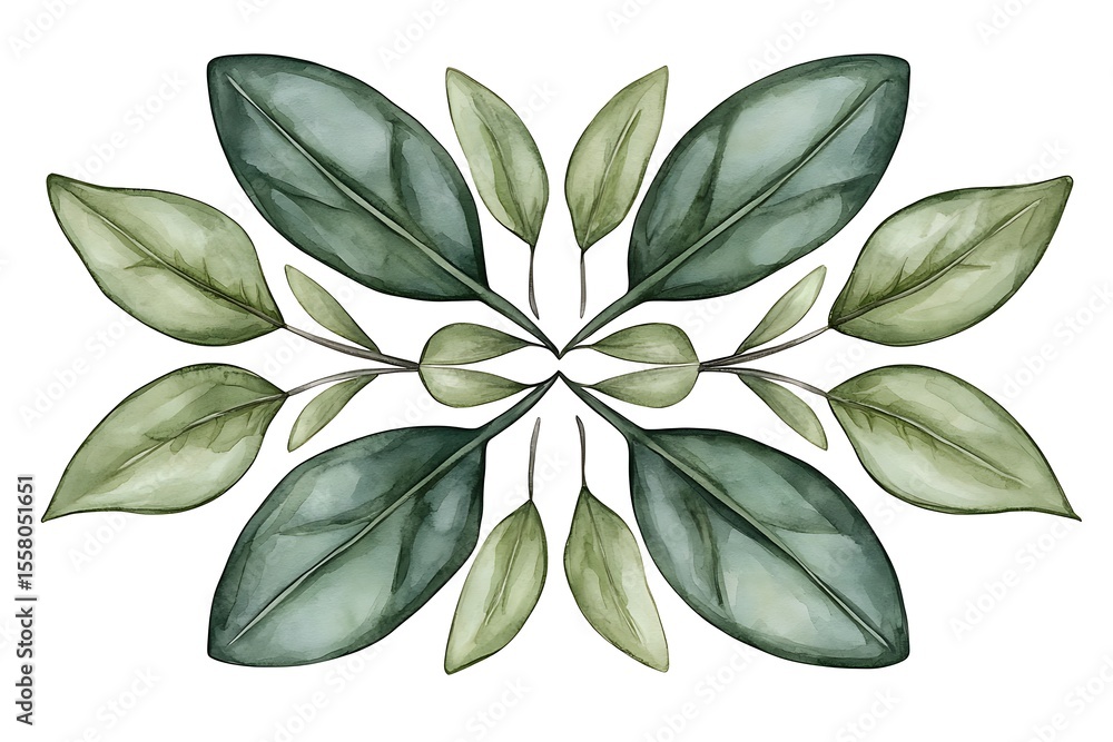 Naklejka premium Elegant Arrangement of Green Leaves in Various Shades for Decorative Use and Design