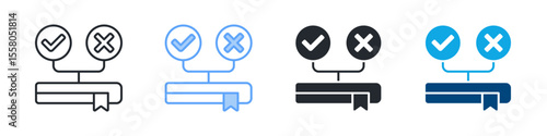 Rule Book Icon Set Multiple Style. Designed In Outline, Blue, Glyph, Dual Tone
