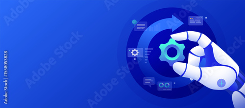 Agentic Ai Robotic Process Automation Banner illustration