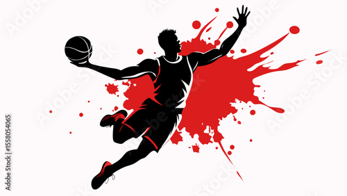 Basketball Dunk Silhouettes – Splash Art Action Series