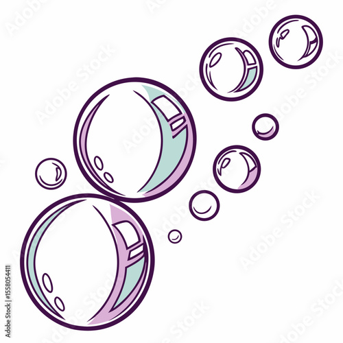 Soap Bubbles Icon Vector | Generative AI & Linocut Silhouette Design