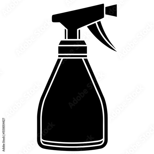 Spray Bottle Icon Vector – Generative AI and Linocut Silhouette Design